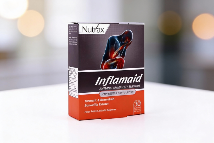 تصویر بسته بندی قرص اینفلامید نوتراکس روی سطح سفید